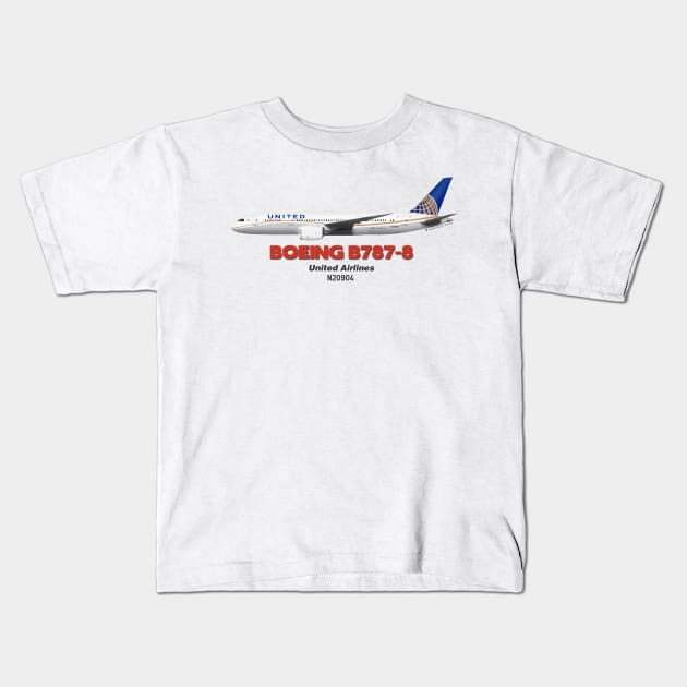 Boeing B787-8 - United Airlines Kids T-Shirt by TheArtofFlying